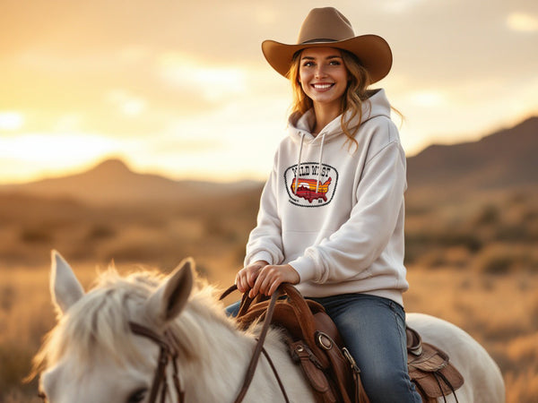 "Sunset Trails" - Double R western- Women's western Hooded Sweatshirt
