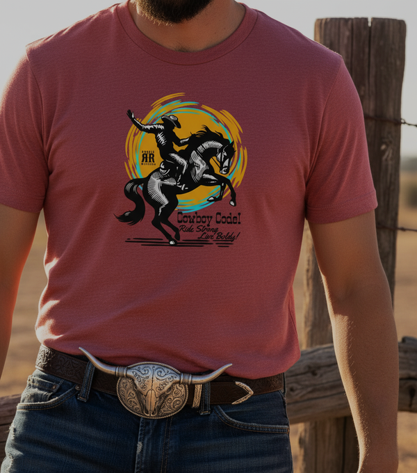 Cowboy Code – Western Wear T-Shirt – Men’s Heather Red Graphic Tee