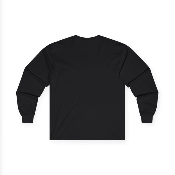 Black long sleeve T-shirt, crew neck, plain front