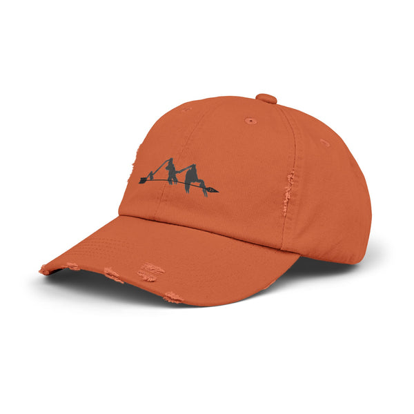 Double R Western Arrowhead Peaks Western Wear Distressed Dad Hat, side view, Burnt Orange