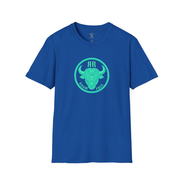 Roam Free Western Wear Bison Badge Tee in Royal, front view