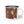 Enamel camp mug with black rim, brown cowhide pattern and white handle