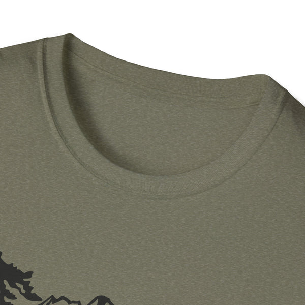 Olive crew neck T-shirt with crew neckline close-up