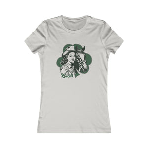 Western graphic t-shirt, white crew neck, cowgirl and horse front print