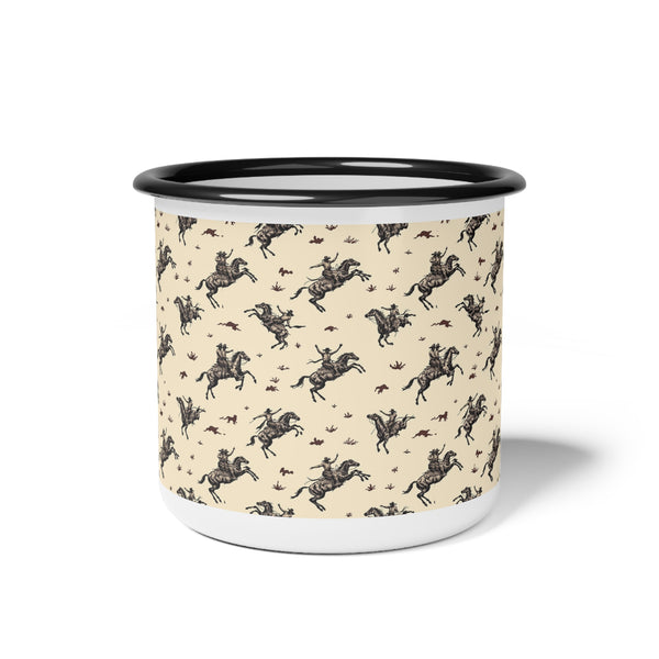 Wild West Bucking Bronco Enamel Camp Mug- Perfect for Camping & Outdoor Adventures
