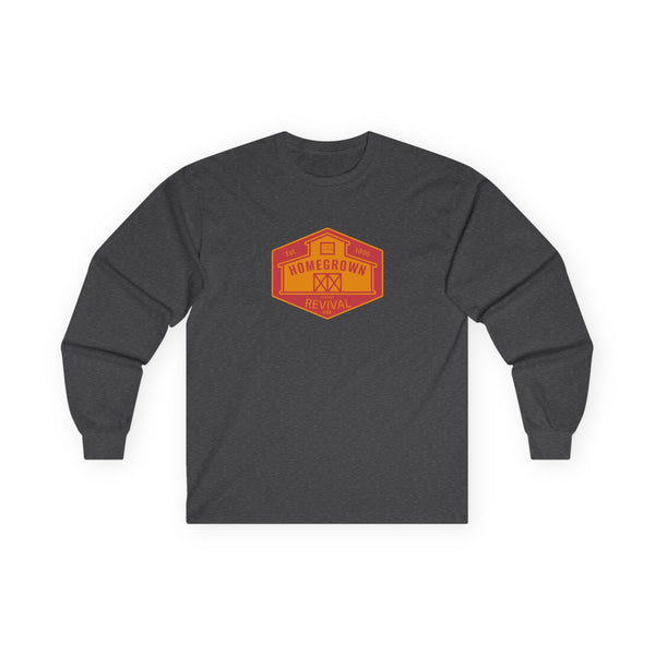 Charcoal long sleeve western t-shirt with orange 'Homegrown Revival' chest graphic