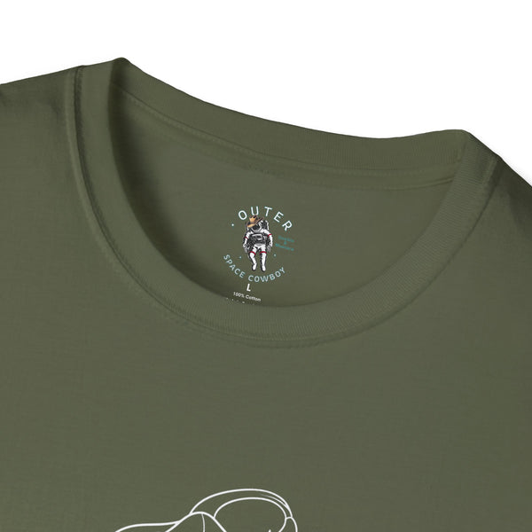 Spirit Line Bull Unbreakable Charge Western Wear Graphic T-Shirt in Military Green, collar detail