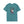 Teal crew-neck graphic T-shirt with back skull hat and “I Ride Faster” text