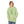 Pistachio green women’s western hoodie worn, hood and front pocket, western graphic front