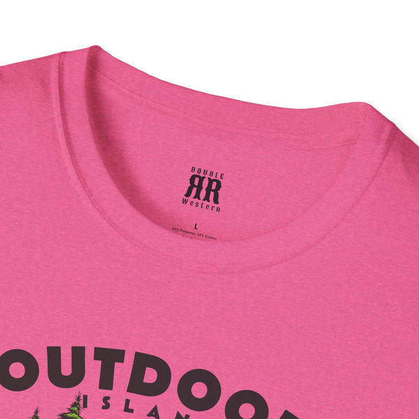 Hot pink crew-neck T-shirt with Double R Western logo on neckline back