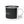 Black enamel camp mug with black rim, landscape and clouds graphic, white handle