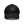 Black dad hat with rectangular leather patch front, curved brim and stitched logo