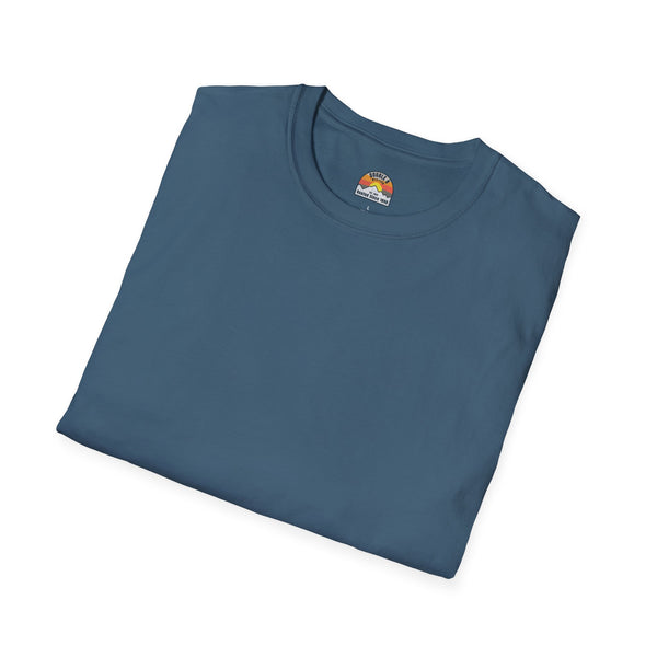 Blue heavy cotton T-shirt, crew neck, small round chest label