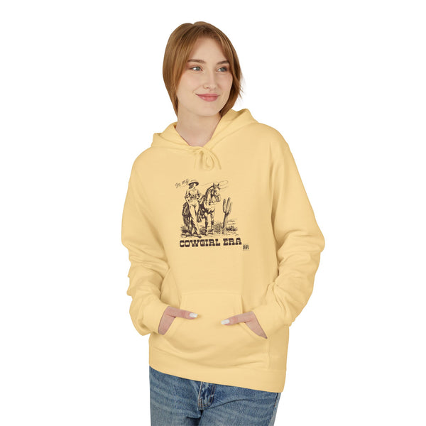 Women’s western hoodie, yellow, hooded pullover with cow graphic on chest