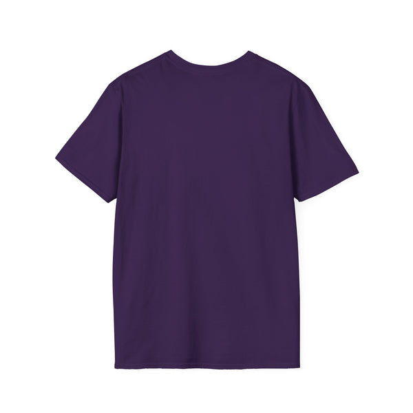 Purple crew-neck T-shirt, plain front.