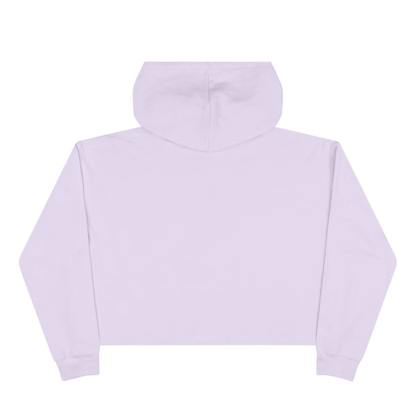 Lilac cropped hooded sweatshirt with long sleeves and drawstring hood
