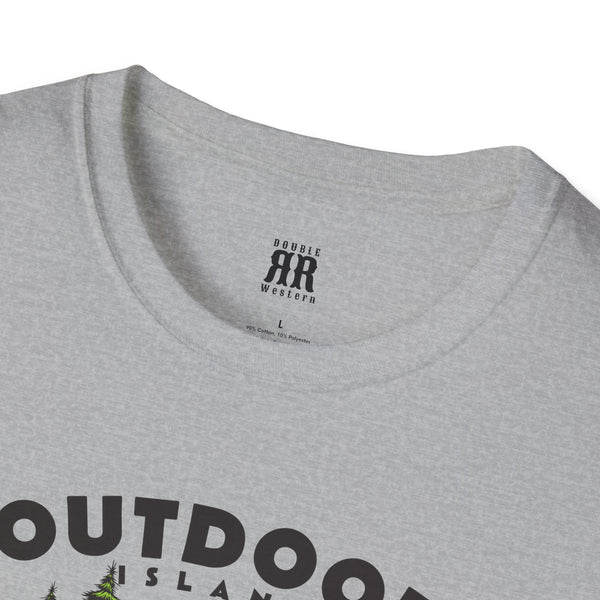 Outdoor comfort tee back with Double R Western logo, heather gray