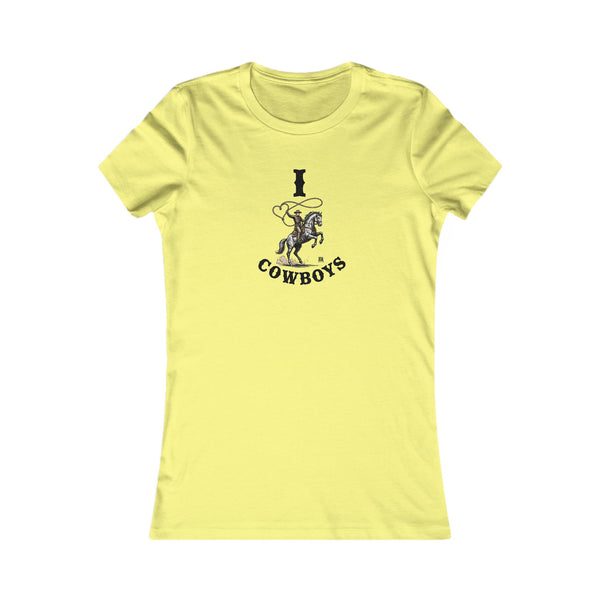 Yellow crew-neck graphic tee with cowboy rider and 'cowboys' print