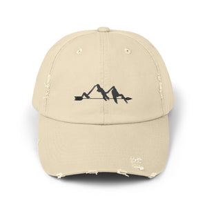 Double R Western Arrowhead Peaks Western Wear Distressed Dad Hat, front view, Stone
