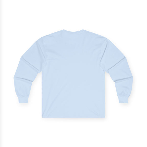 Long sleeve western T-shirt back view, light blue
