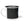 Black enamel camp mug with partial owl graphic, black rim, white handle and base