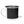 Black enamel camp mug with black rim and white handle, plain front panel