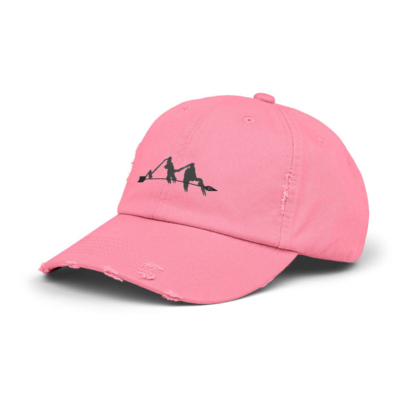 Double R Western Arrowhead Peaks Western Wear Distressed Dad Hat, side view, True Pink