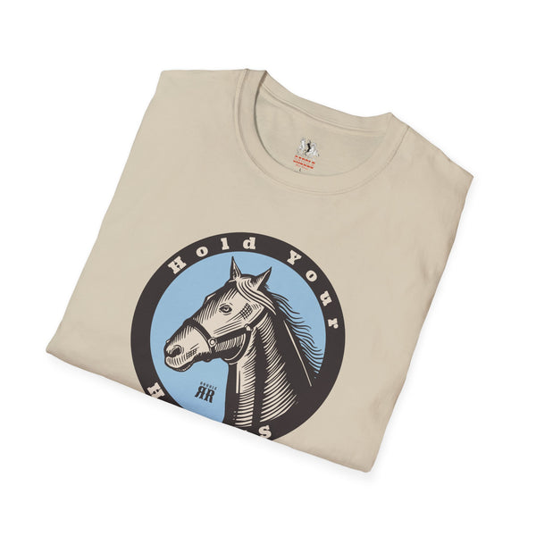 Women’s western T-shirt in sand with round horse logo