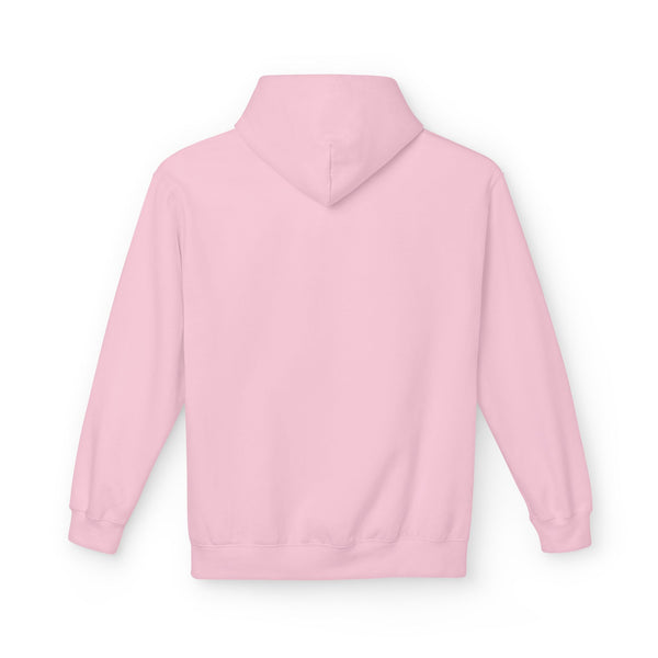 Light pink western hoodie back view with hood and kangaroo pocket