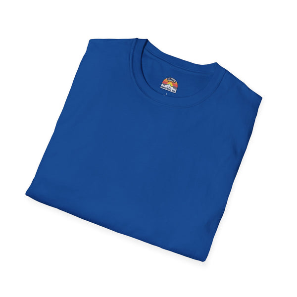 Royal blue heavy cotton T-shirt, crew neck, small round chest label