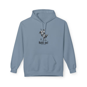 Light blue cowboy western hoodie with kangaroo pocket and central cowboy graphic