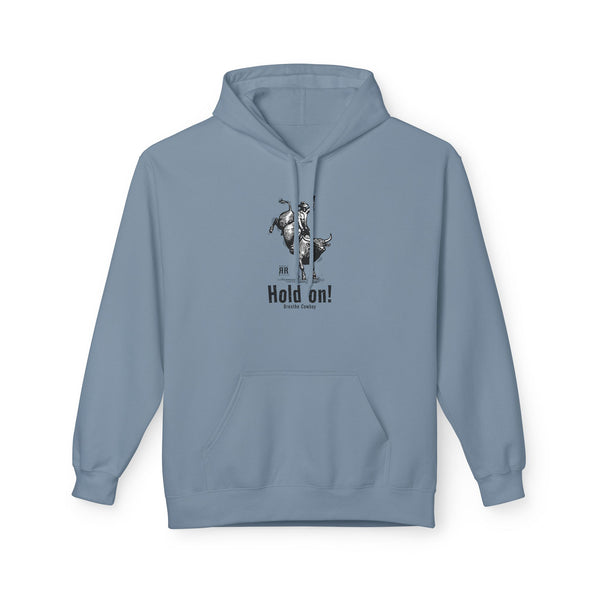 Light blue cowboy western hoodie with kangaroo pocket and central cowboy graphic