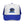 Trucker hat with white front panel, blue brim, blue mesh sides, bison logo embroidery