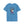 Blue graphic T-shirt with skull cowboy hat and “Ride Faster” text on front