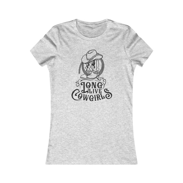 Athletic heather gray graphic t-shirt with cowgirl hat, “LONG LIVE COWGIRLS”
