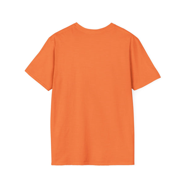 Orange T-shirt, plain front with crew neck and short sleeves