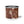 Enamel camp mug with black rim, brown cowhide pattern and white base