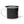 Black enamel camp mug with black lid and white handle; side shows partial prairie dog