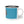 Enamel camp mug with black rim, blue exterior, visible feathered chicken artwork