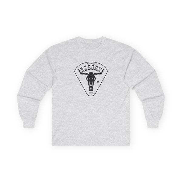Sport grey long-sleeve T-shirt with chest graphic print.
