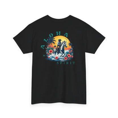 ’Aloha Spirit’ Double R Western’s™ Heavy Cotton Tee Back Graphic Design Black / S T Shirt