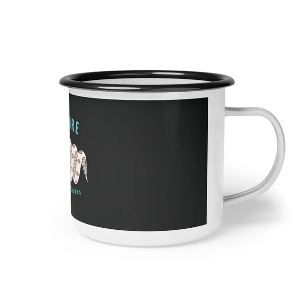 Beware of Snow Snakes Enamel Camp Mug 12oz / Black Rim Mug