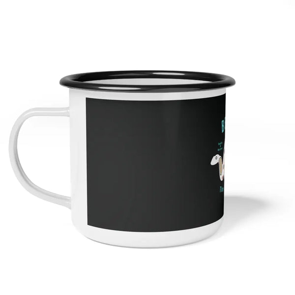Beware of Snow Snakes Enamel Camp Mug 12oz / Black Rim Mug
