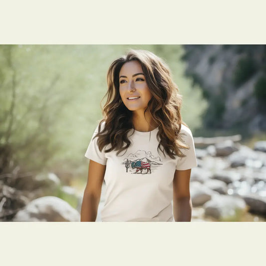 ’Bison Americana’ Double R Western’s™ - Basic T-Shirt - T-Shirt
