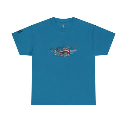 ’Bison Americana’ Double R Western’s™ - Basic T-Shirt - Antique Sapphire / S - T-Shirt