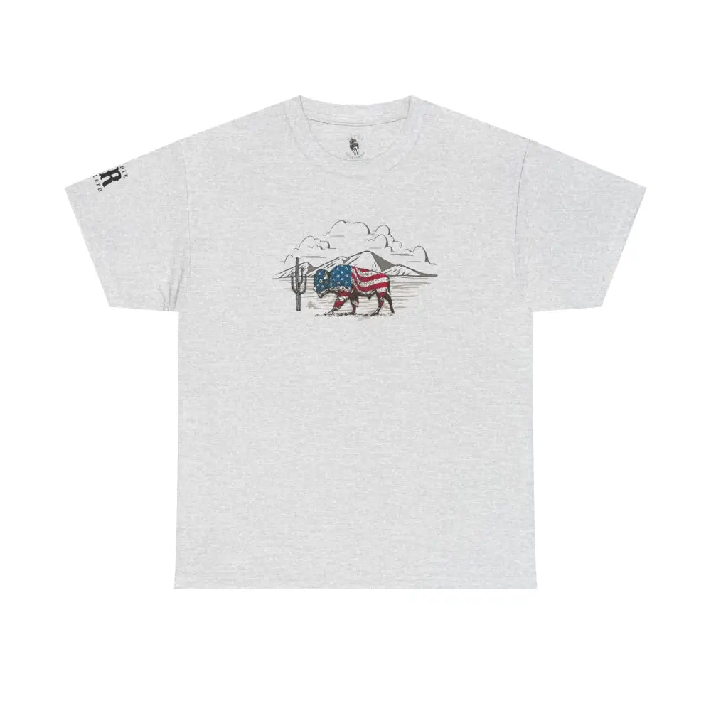 ’Bison Americana’ Double R Western’s™ - Basic T-Shirt - Ash / S - T-Shirt