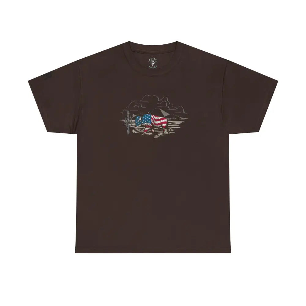 ’Bison Americana’ Double R Western’s™ - Basic T-Shirt - Dark Chocolate / S - T-Shirt