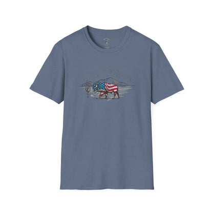 ’Bison Americana’ Double R Western’s™ Basic T Shirt Heather Indigo / S T Shirt