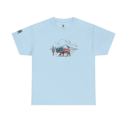 ’Bison Americana’ Double R Western’s™ - Basic T-Shirt - Light Blue / S - T-Shirt
