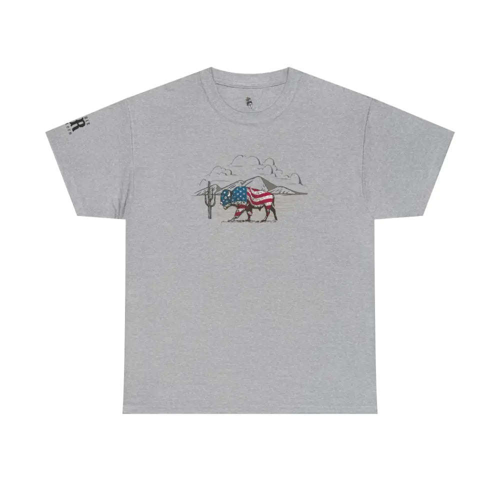 ’Bison Americana’ Double R Western’s™ - Basic T-Shirt - Sport Grey / S - T-Shirt